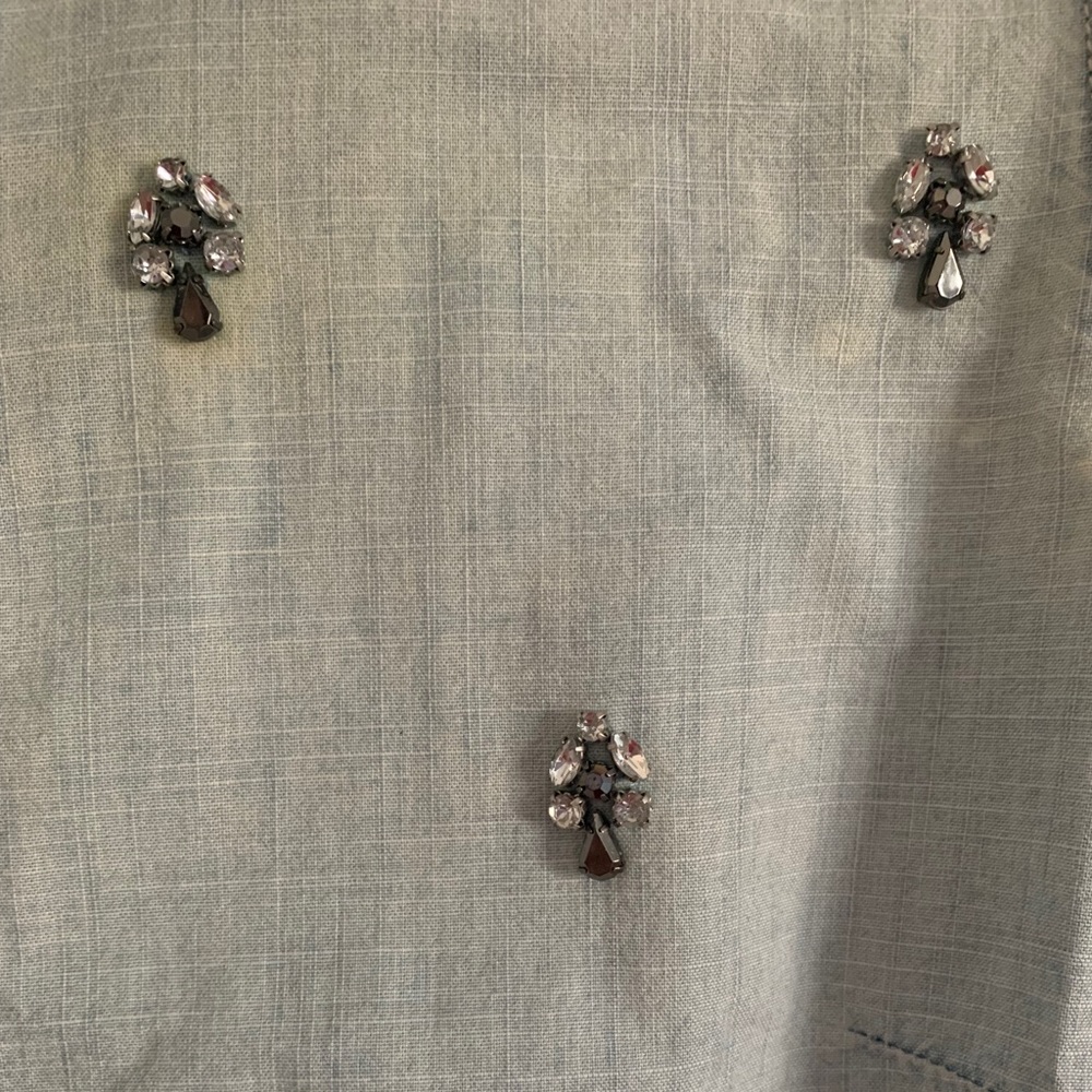 Halogen Denim Button Down Rhinestone Embellishment - image 5